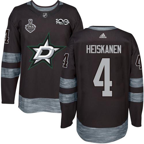 Men Adidas Dallas Stars 4 Miro Heiskanen Black 1917-2017 100th Anniversary 2020 Stanley Cup Final Stitched NHL Jersey